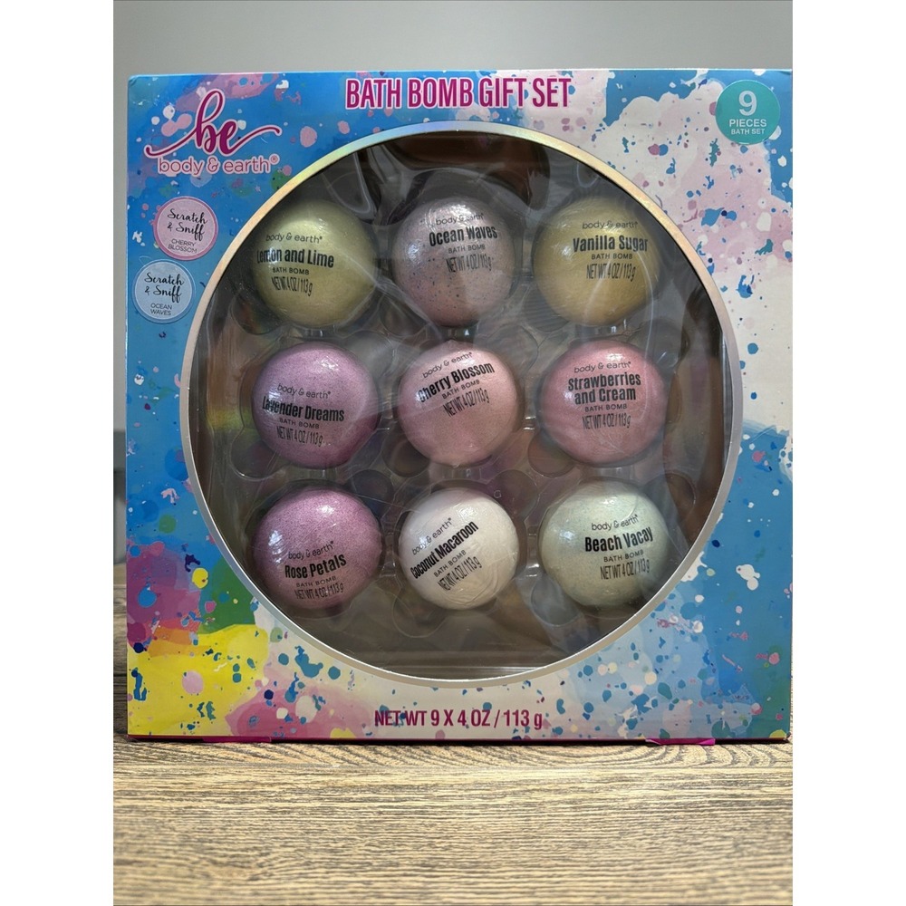 Bath Bombs Gift Set Body and Earth 9 Count 4oz each NEW Body‎ & Earth